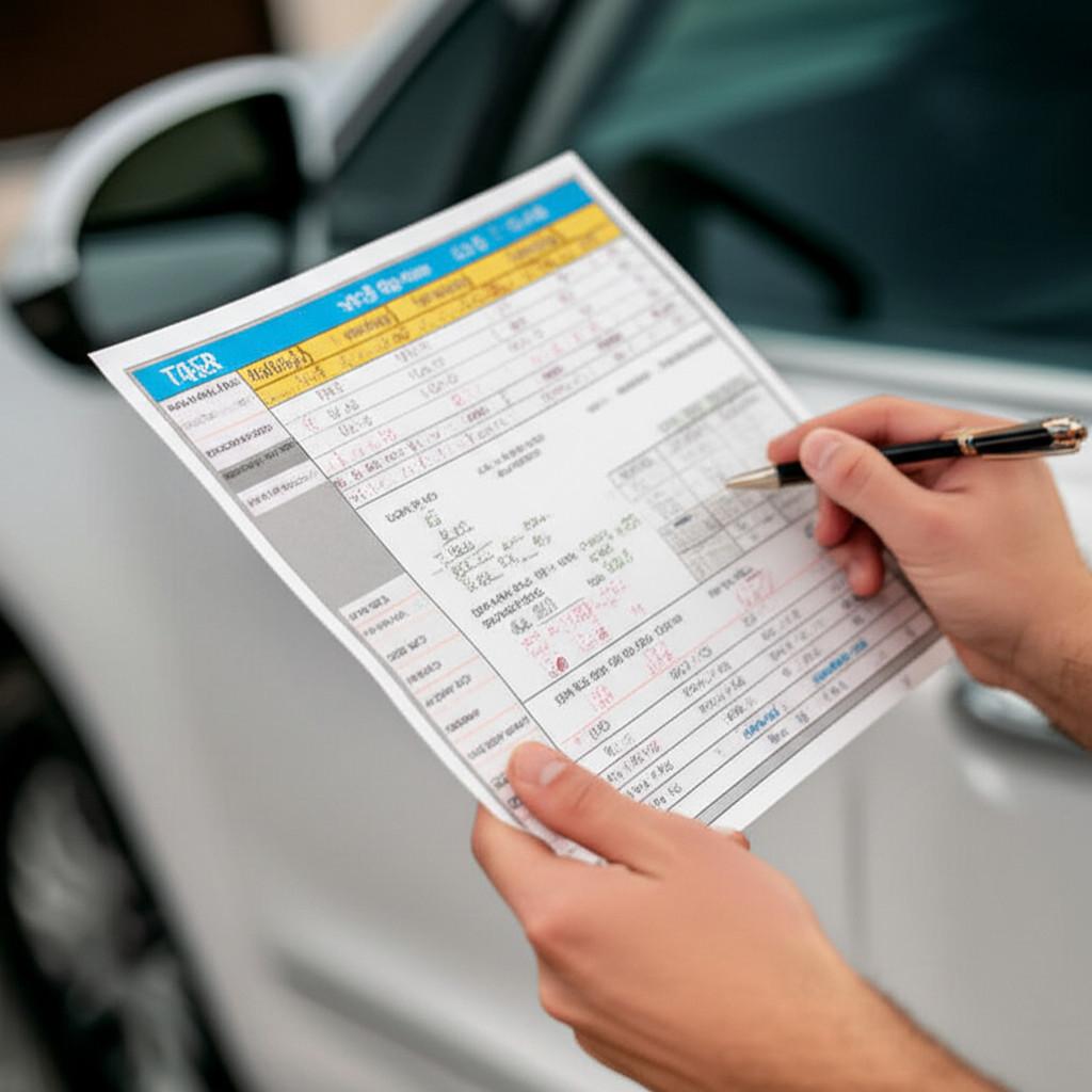 Chủ xe đang kiểm tra thông số TSER và các chỉ số quan trọng khác của phim cách nhiệt trước khi đưa ra quyết định cuối cùng