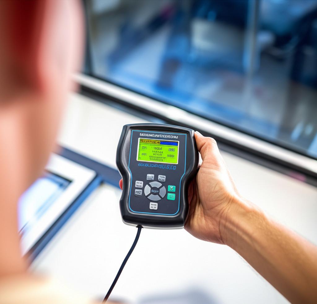 Người dùng kiểm tra các chỉ số phim cách nhiệt như UVR, IRR, TSER trên thiết bị đo chuyên dụng