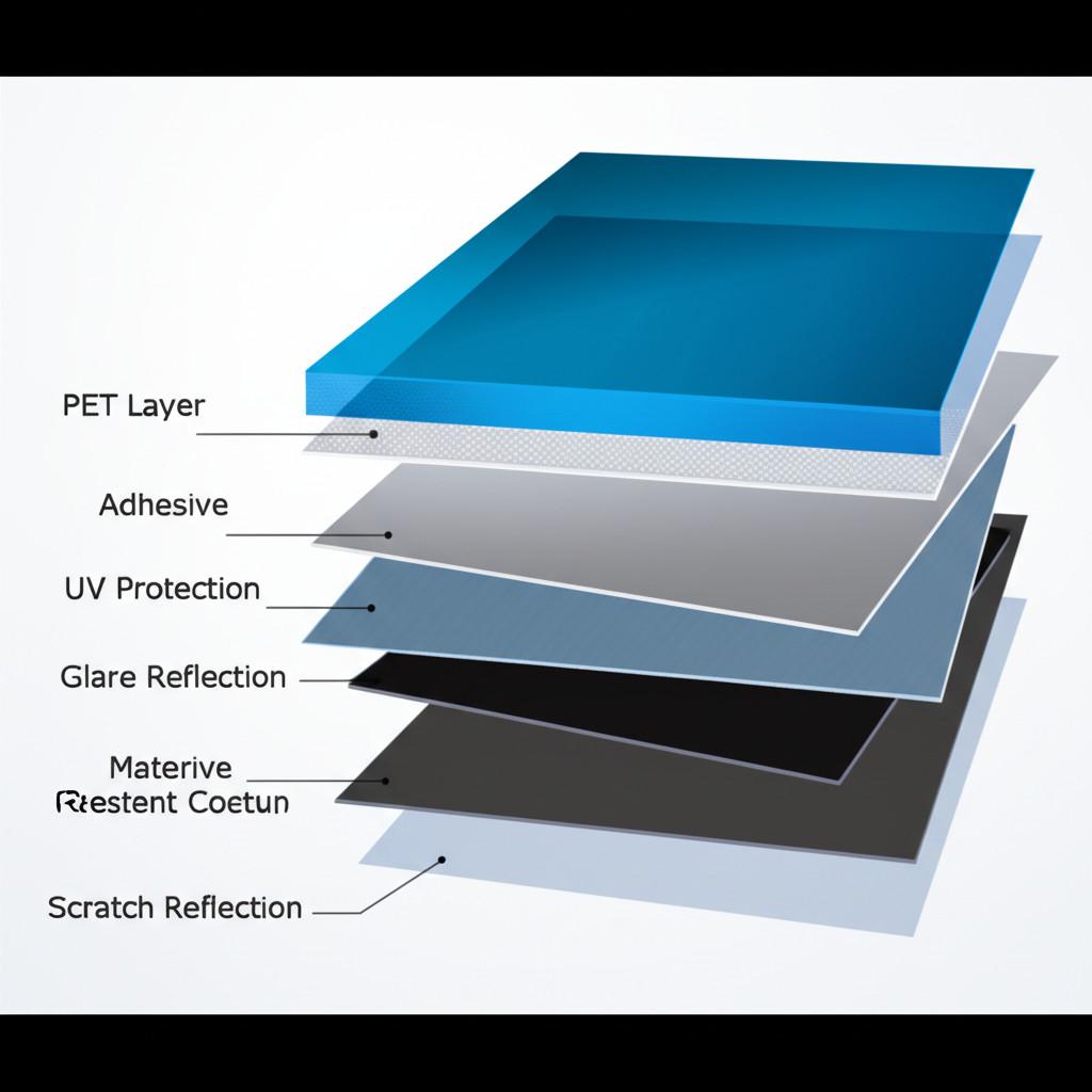 Cấu tạo đa lớp của phim cách nhiệt Ntech Hàn Quốc.