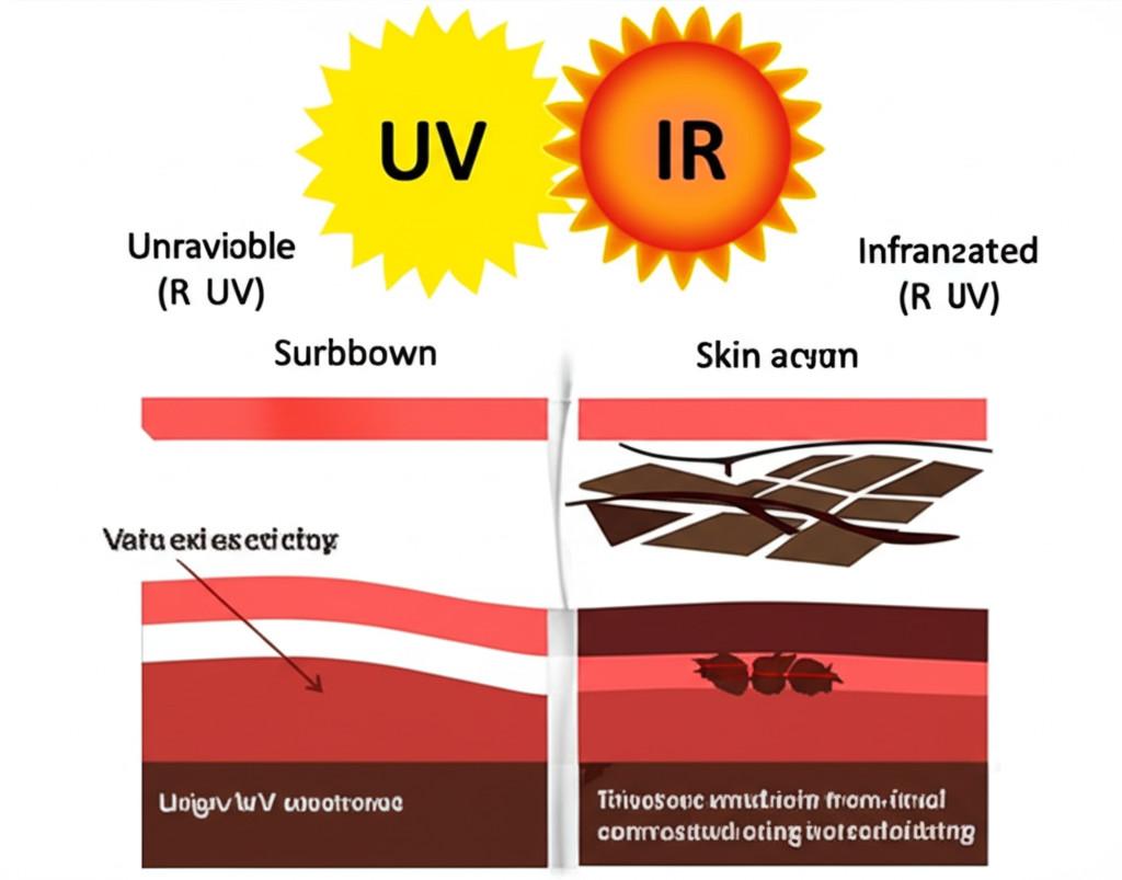 Biểu đồ tác hại của tia UV và hồng ngoại lên da và nội thất xe